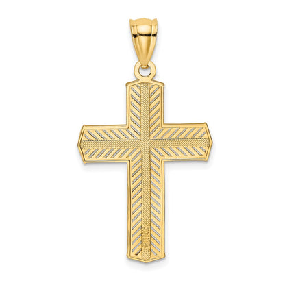 14k Yellow Gold Beaded Cross Charm