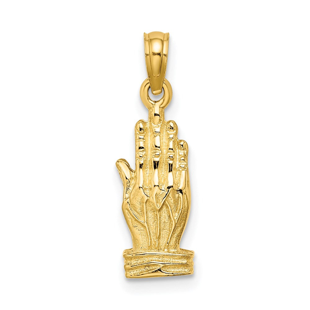 14k Yellow Gold 3-D Praying Hands Charm