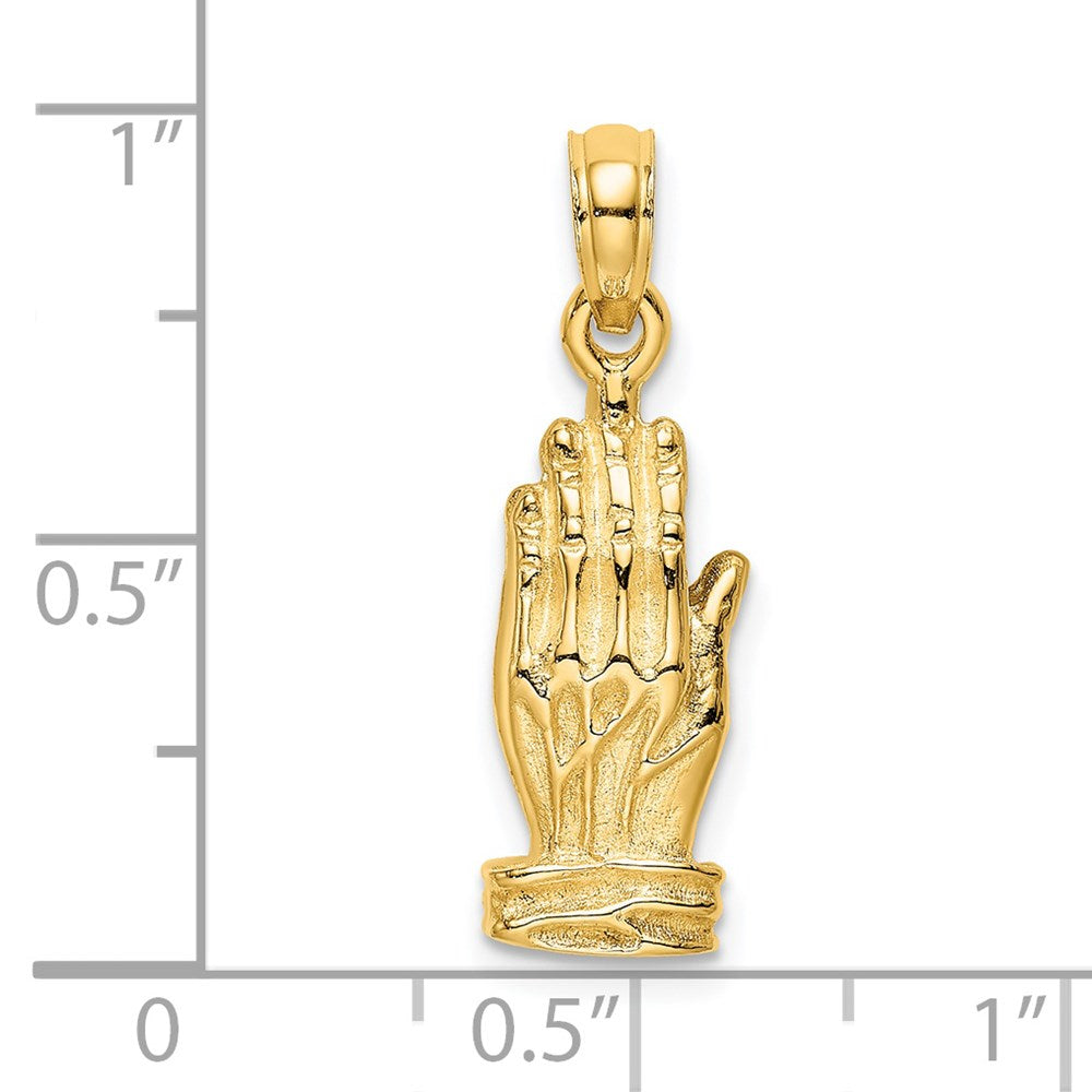 14k Yellow Gold 3-D Praying Hands Charm