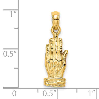 14k Yellow Gold 3-D Praying Hands Charm