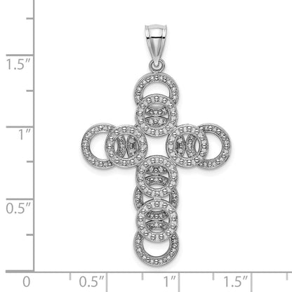 14k White Gold 2-D Circular Infinity Illusion Cross Charm