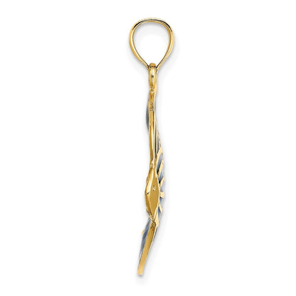 14k Yellow Gold W/ Blue Enameled Angelfish Charm