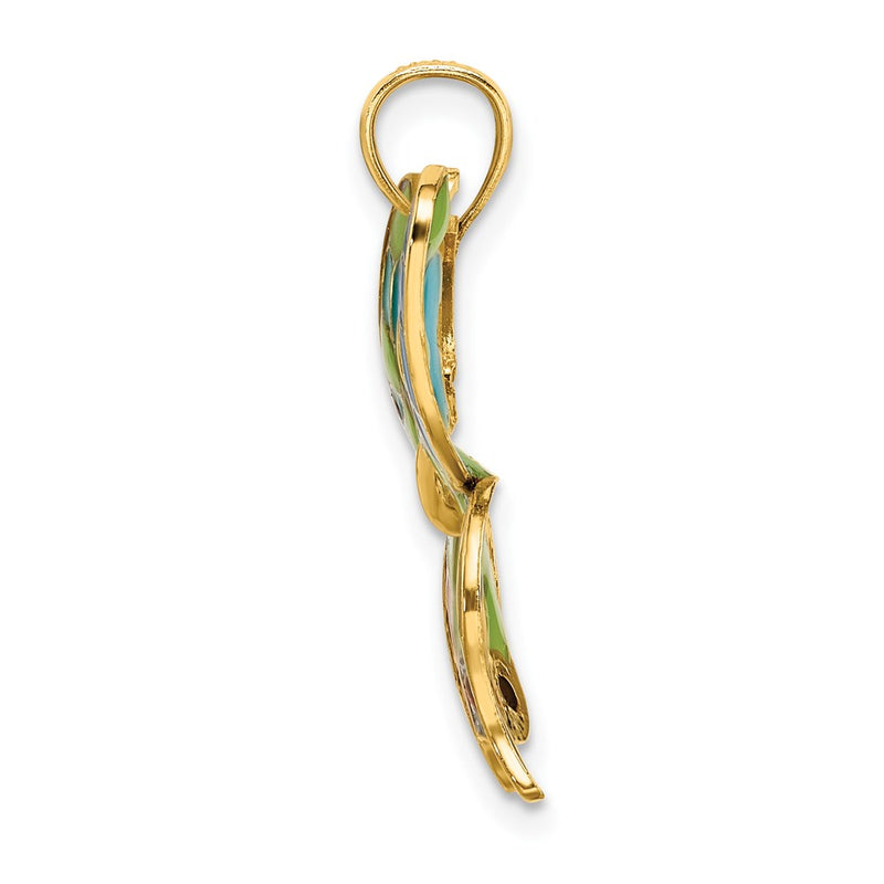 14k Yellow Gold Enameled Butterfly Pendant