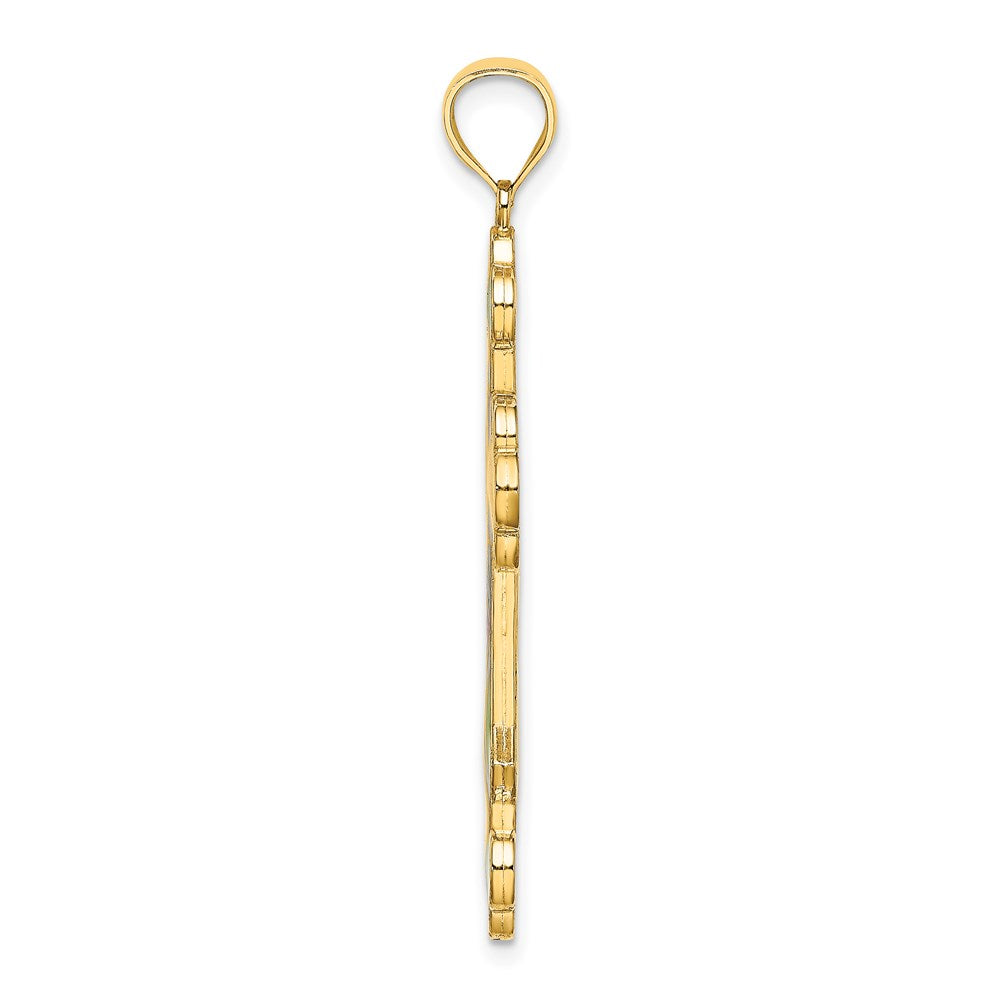 14k Yellow Gold Multi Color Enameled Cross Charm