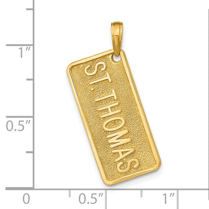 14k Yellow Gold ST. THOMAS License Plate Pendant