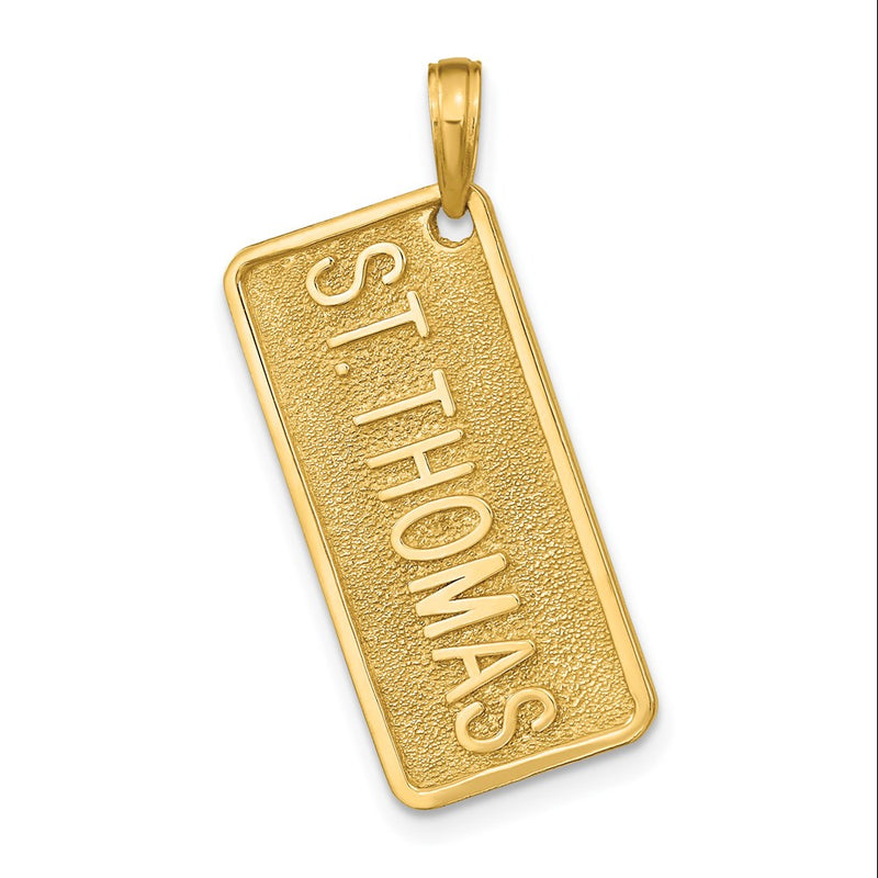 14k Yellow Gold ST. THOMAS License Plate Pendant