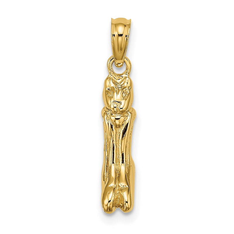 14k Yellow Gold 3D Polished MARCO ISLAND Cat Charm