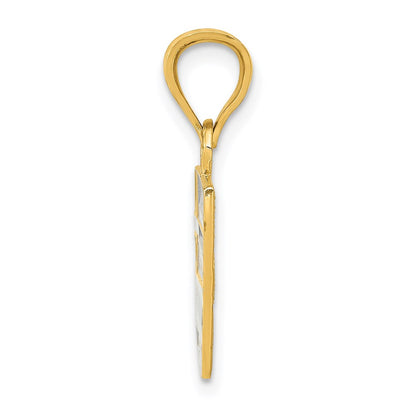14k Yellow Gold Solid Enameled Greece Flag Pendant
