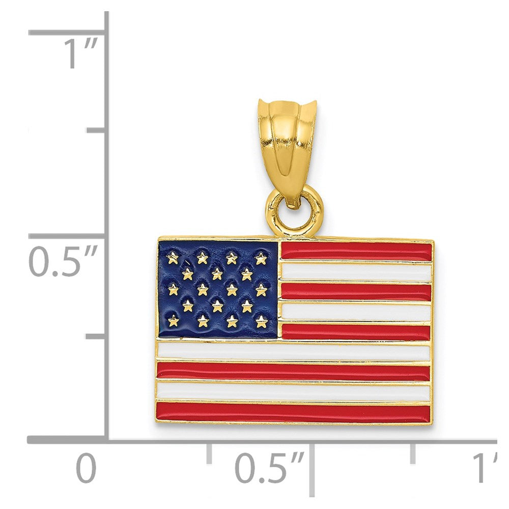 14k Yellow Gold Enameled United States Flag Pendant