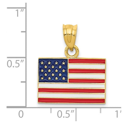 14k Yellow Gold Enameled United States Flag Pendant