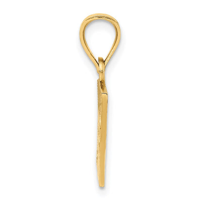 14k Yellow Gold Solid Enameled Puerto Rico Flag Pendant