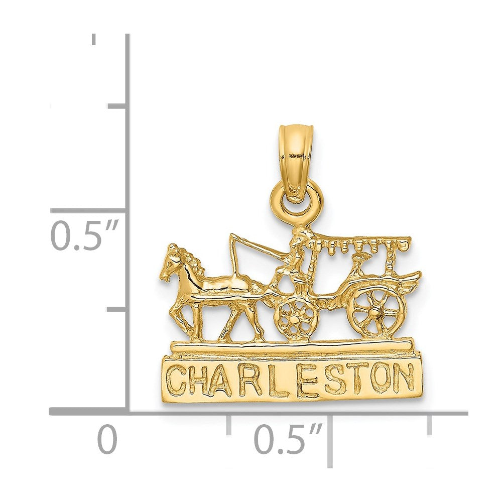 14k Yellow Gold CHARLESTON Horse and Cart Charm