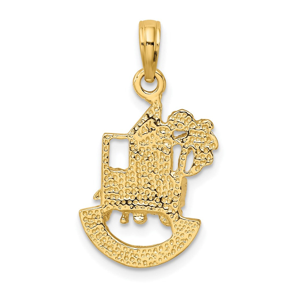14k Yellow Gold CHARLESTON SCENE w/ Horse Cart and House Charm