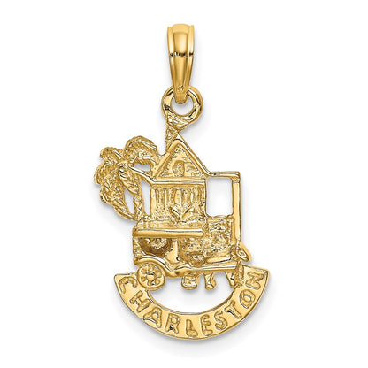 14k Yellow Gold CHARLESTON SCENE w/ Horse Cart and House Charm