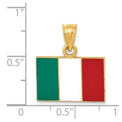 14k Yellow Gold Solid Enameled Albanian Shqiponja Flag Pendant - CUSTOM ORDER