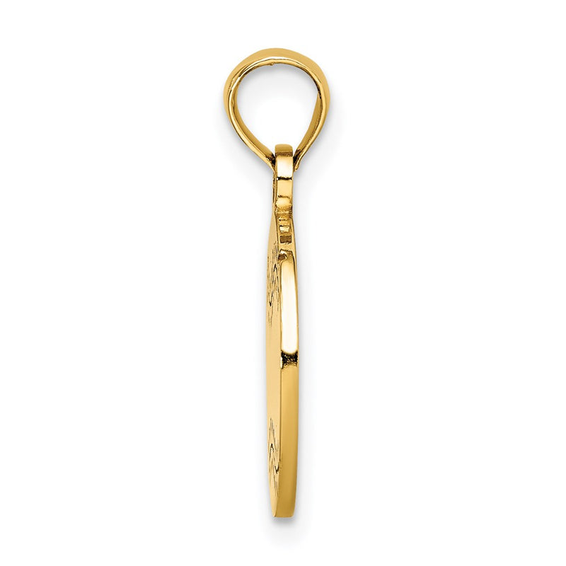 14k Yellow Gold Polished and Textured Flat Baseball Charm