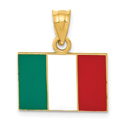 14k Yellow Gold Solid Enameled Albanian Shqiponja Flag Pendant - CUSTOM ORDER