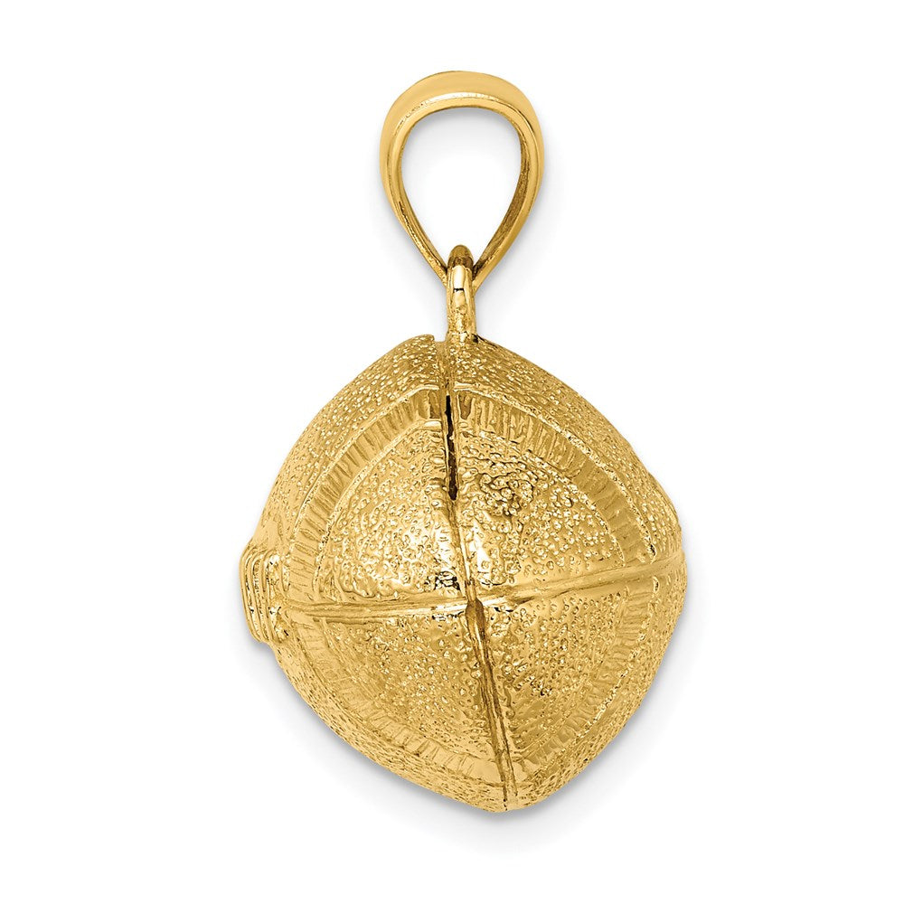 14k Yellow Gold 3-D Football Horizontal Pendant