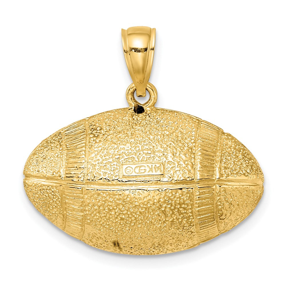 14k Yellow Gold 3-D Football Horizontal Pendant