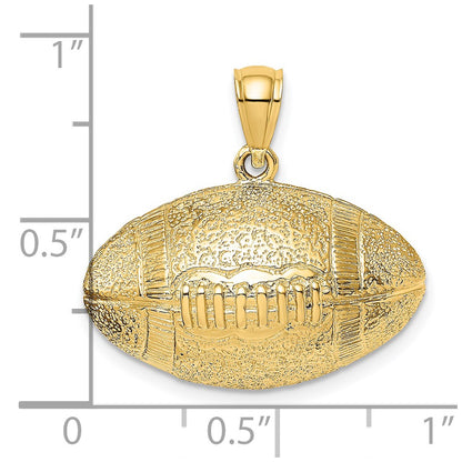 14k Yellow Gold 3-D Football Horizontal Pendant