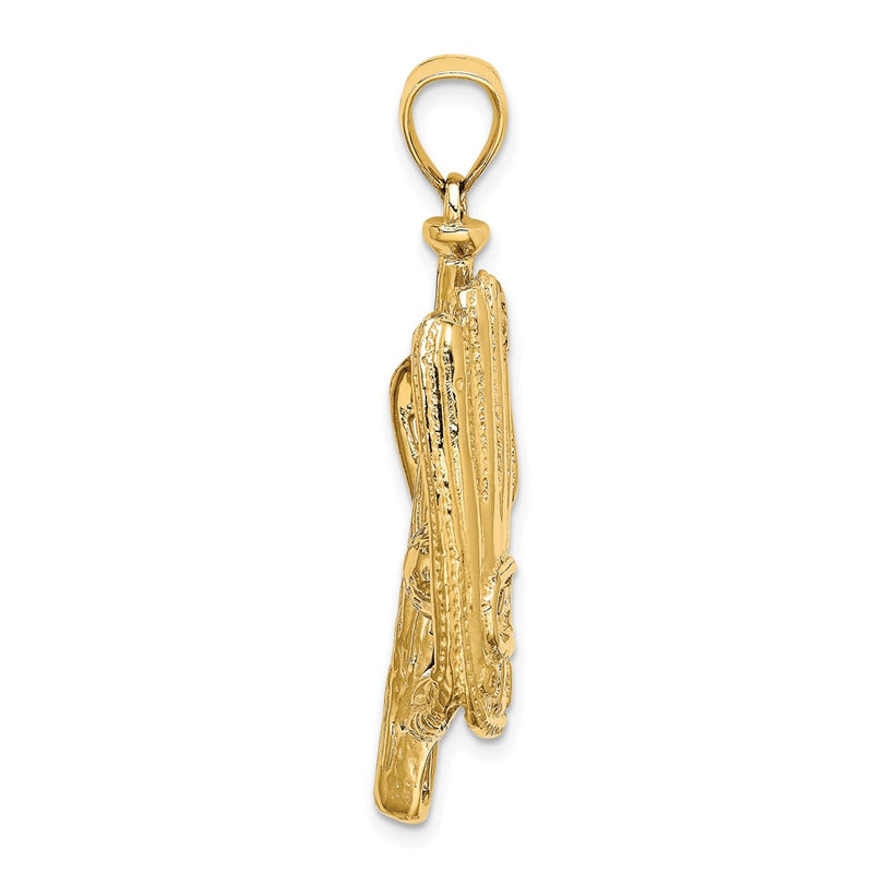 14k Yellow Gold 3-D Baseball Glove Bat and Ball Charm