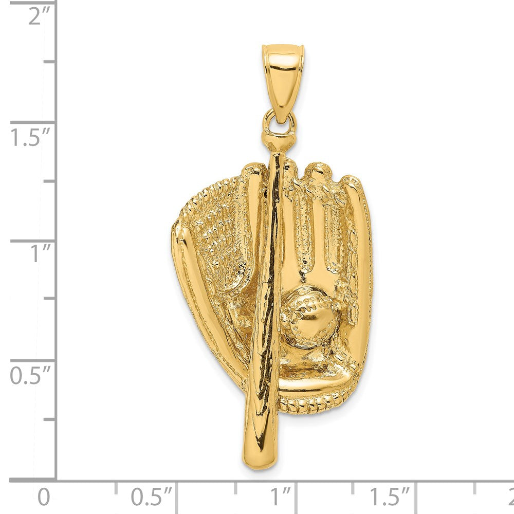 14k Yellow Gold 3-D Baseball Glove Bat and Ball Charm