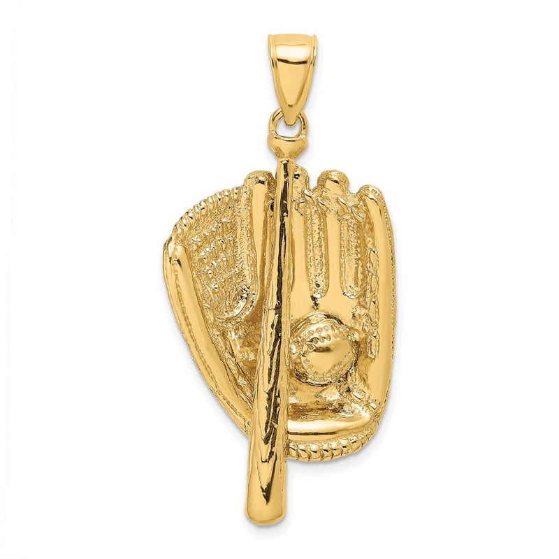 14k Yellow Gold 3-D Baseball Glove Bat and Ball Charm