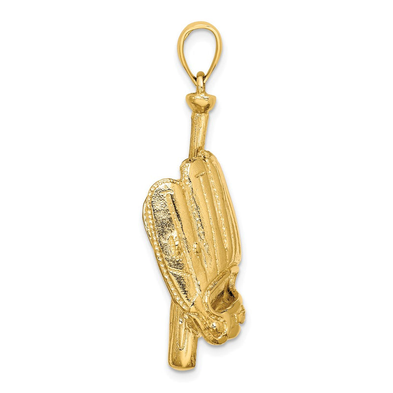 14k Yellow Gold 3-D Baseball Glove Bat Ball Charm