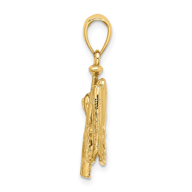 14k Yellow Gold 3-D Polished Baseball Glove Bat and Ball Charm