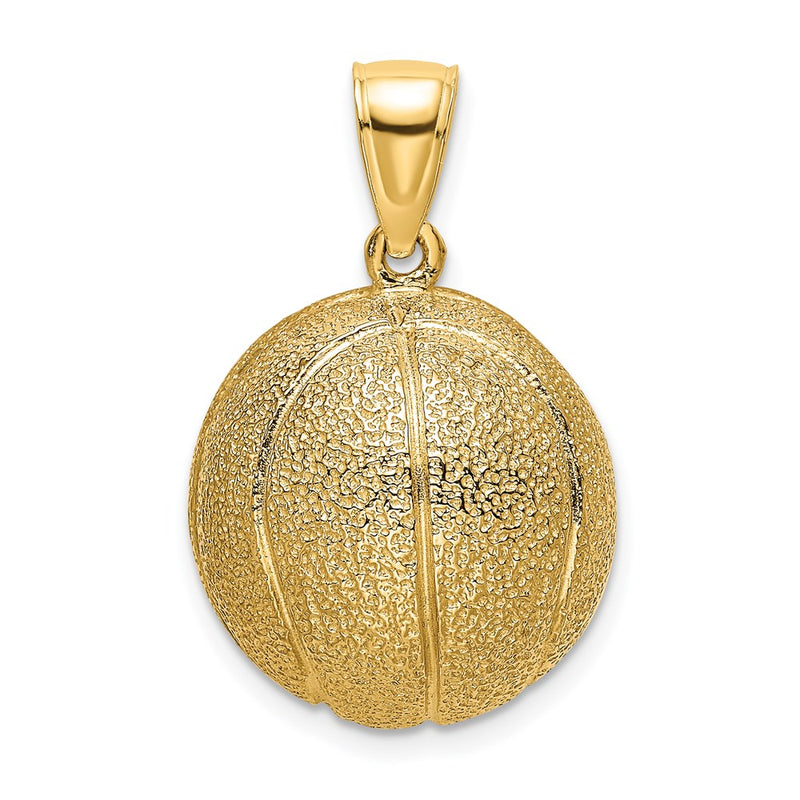 14k Yellow Gold 3-D Textured Basketball Charm