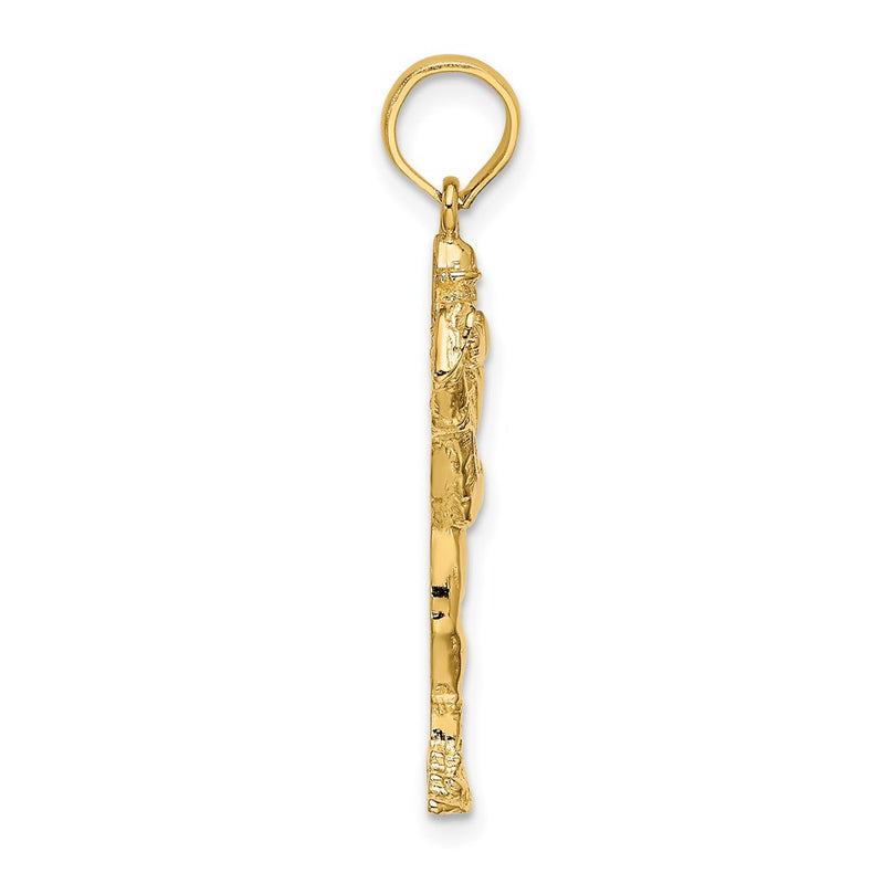 14k Yellow Gold 2-D Baseball Pitcher On Mound Charm