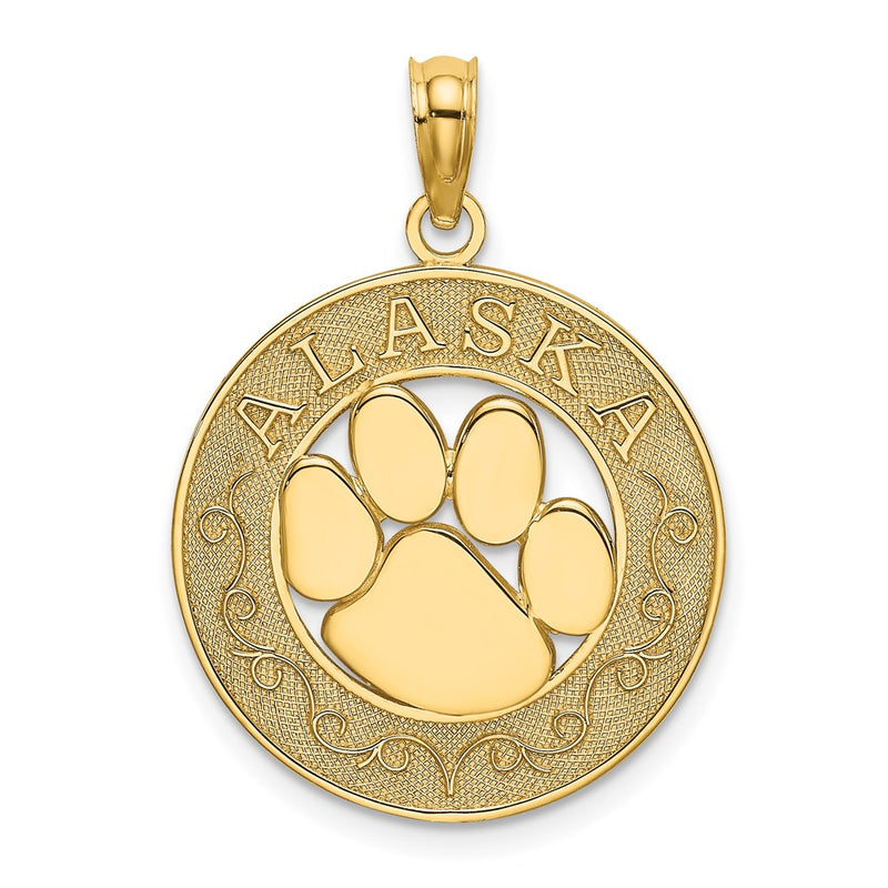 14k Yellow Gold ALASKA w/ Bear Paw Charm