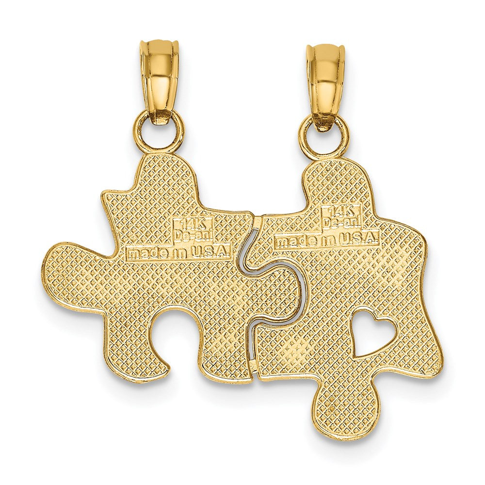 14k Yellow Gold BEST FRIENDS Break-apart Puzzle Pieces Charm