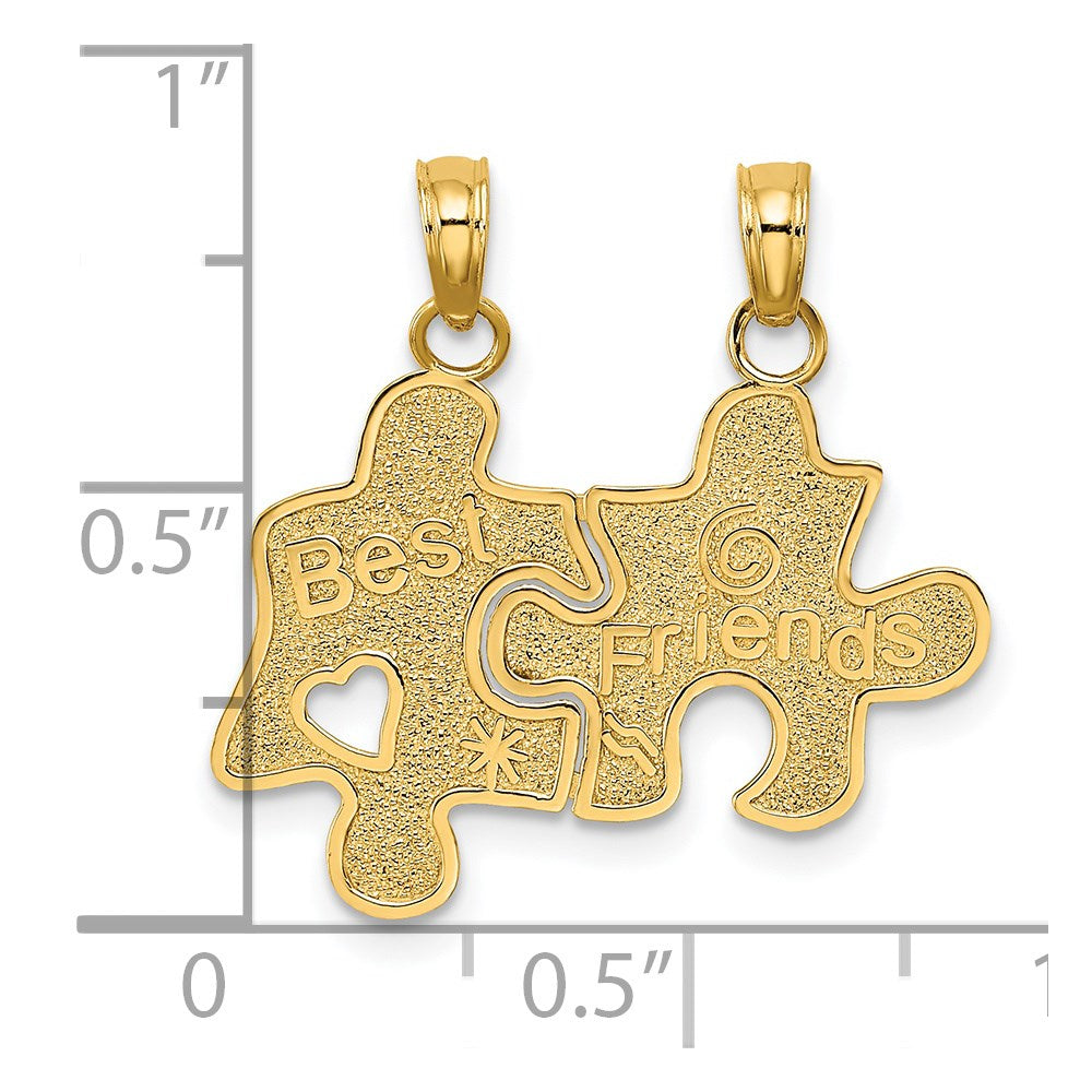 14k Yellow Gold BEST FRIENDS Break-apart Puzzle Pieces Charm