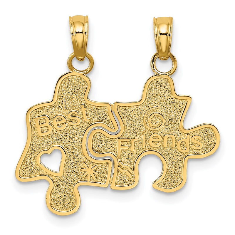 14k Yellow Gold BEST FRIENDS Break-apart Puzzle Pieces Charm