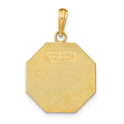 14k Yellow Gold Polished ILL NEVER STOP LOVING YOU Stopsign Pendant