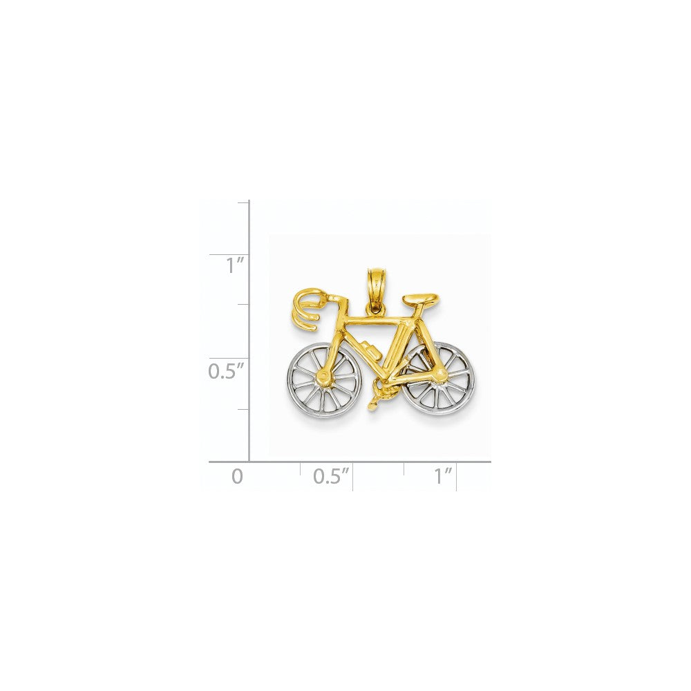 14k Two-tone Gold Two-tone Gold 3-D Bicycle Pendant