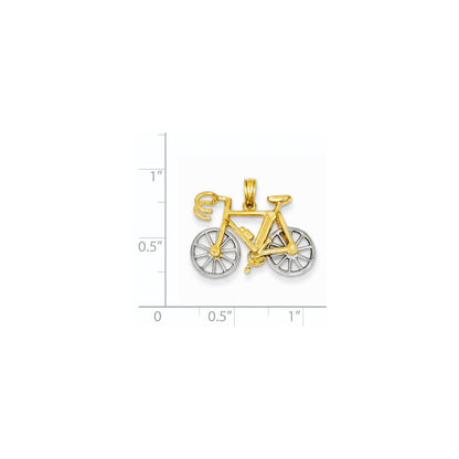 14k Two-tone Gold Two-tone Gold 3-D Bicycle Pendant