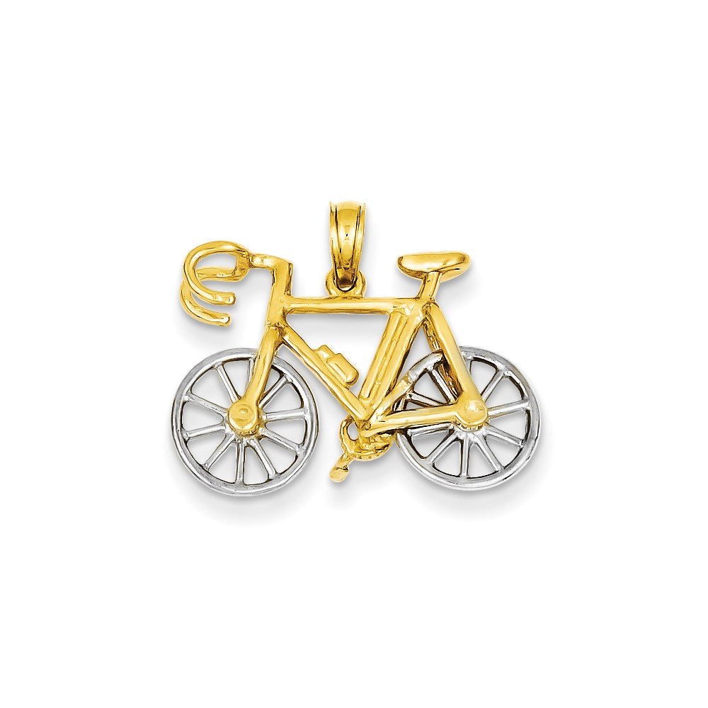 14k Two-tone Gold Two-tone Gold 3-D Bicycle Pendant