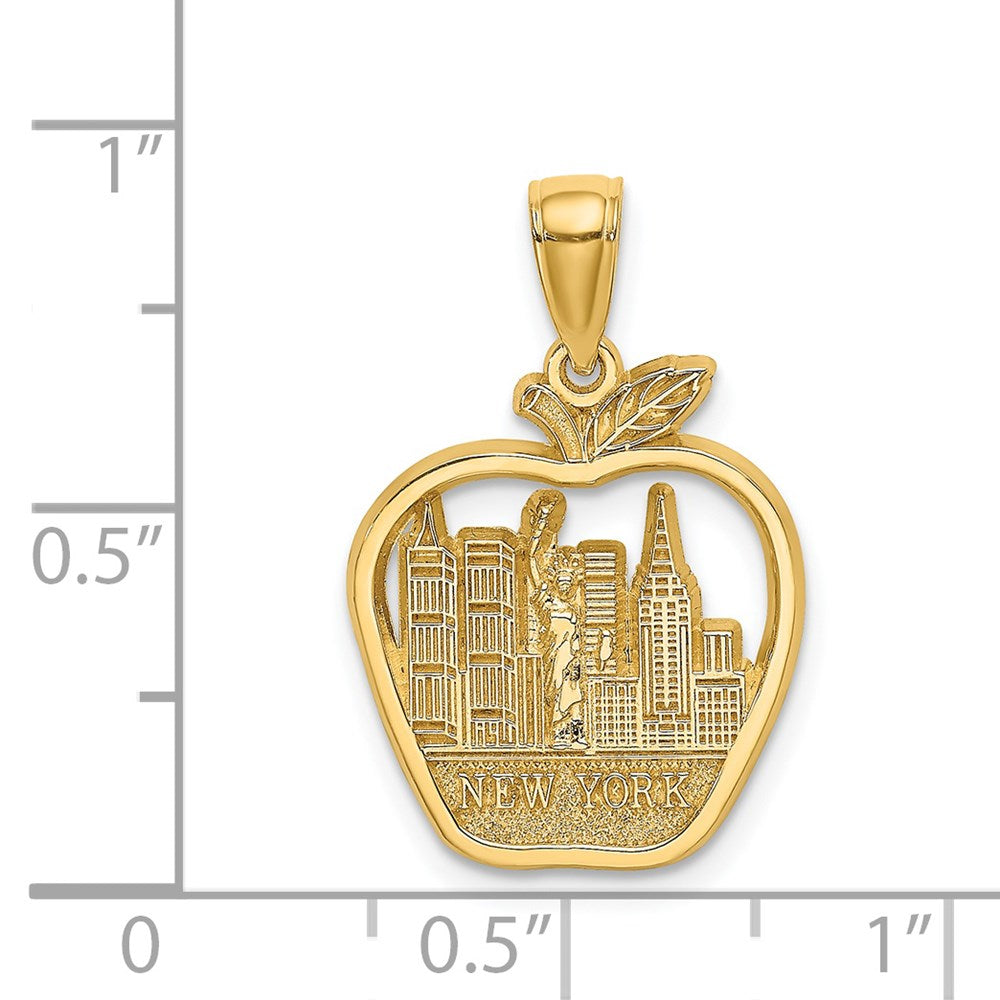 14k Yellow Gold NEW YORK City Skyline in Apple Pendant