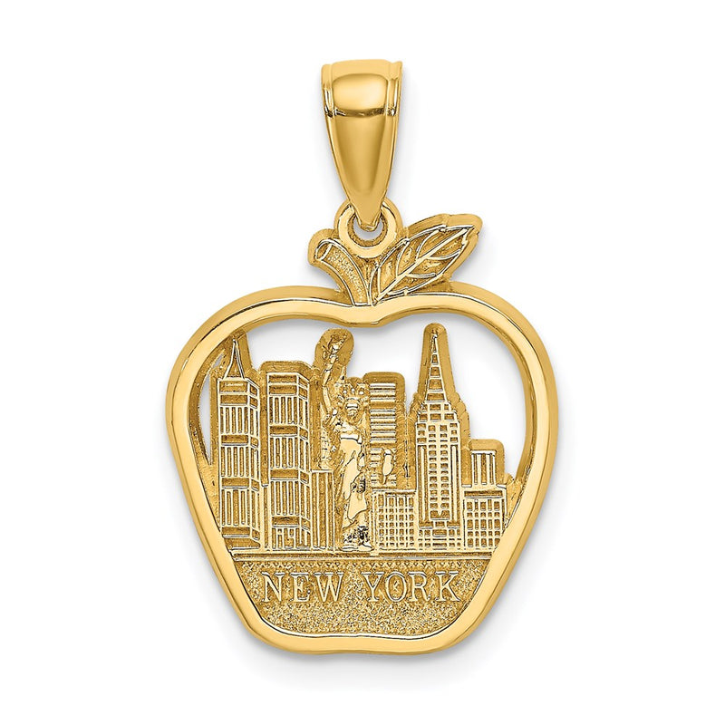 14k Yellow Gold NEW YORK City Skyline in Apple Pendant