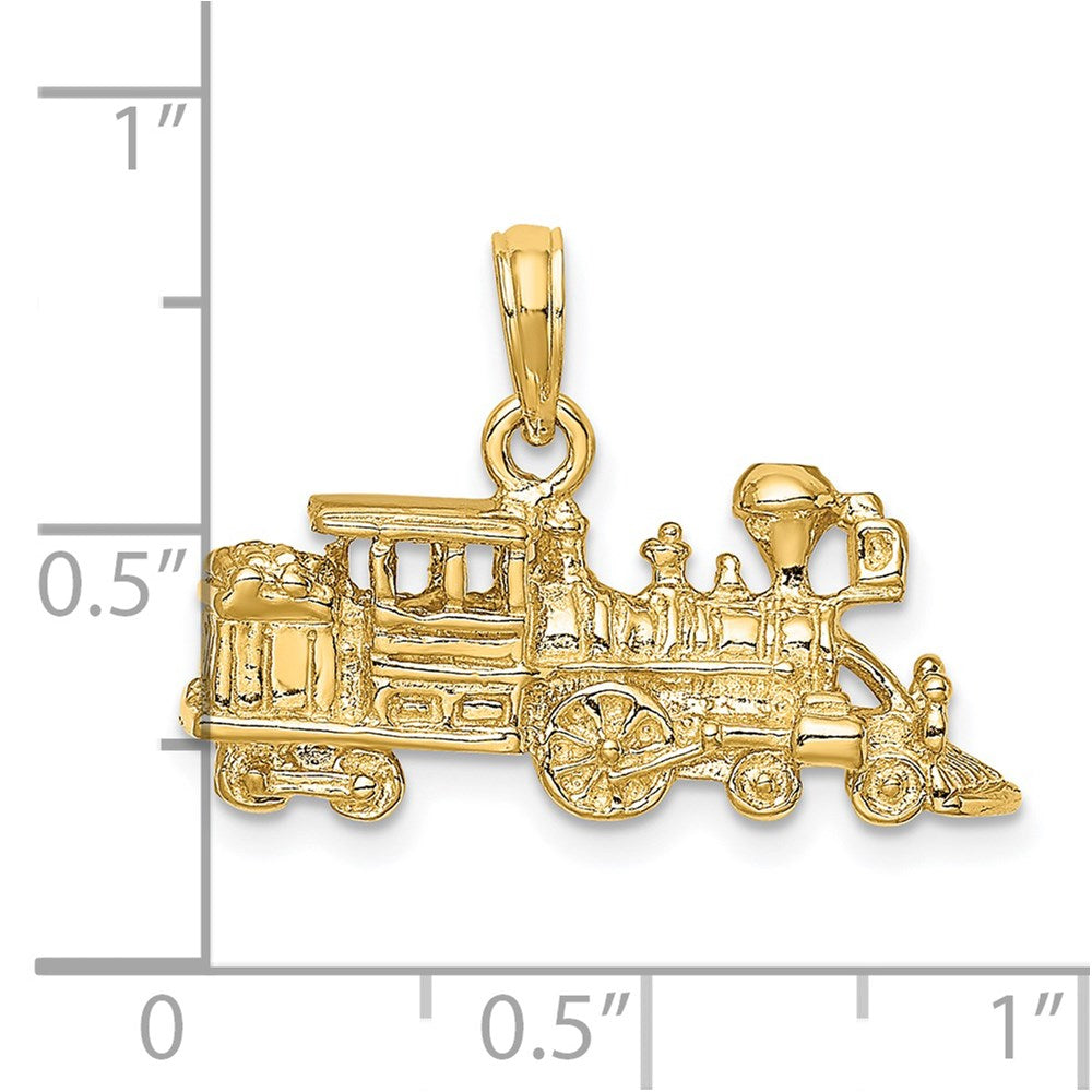 14k Yellow Gold 3-D Train Engine Charm