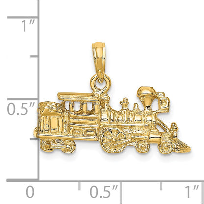 14k Yellow Gold 3-D Train Engine Charm