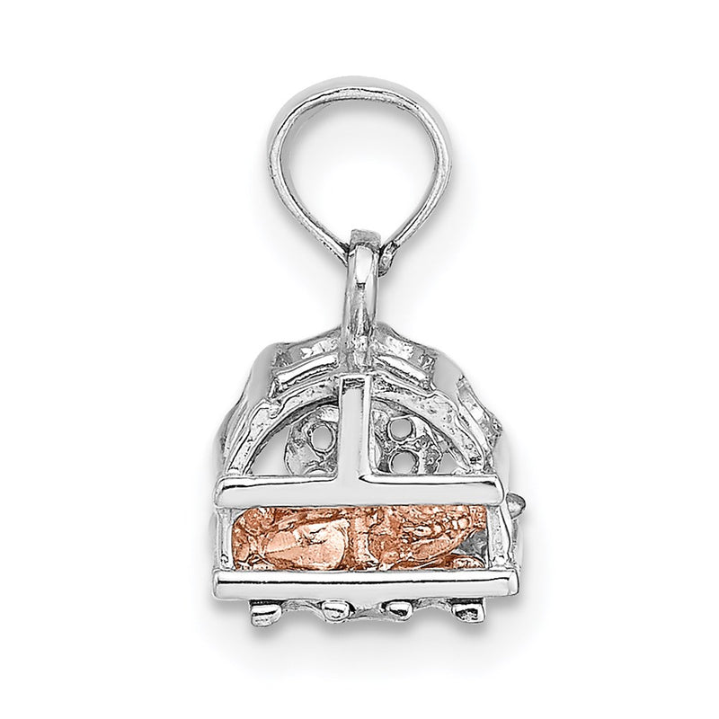 14k White/Rose Gold Two-tone Gold 3D Lobster Trap Moveable Charm