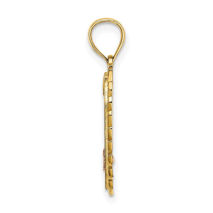 14k Two-tone Gold White Rhodium SWEET 16 In Heart Charm