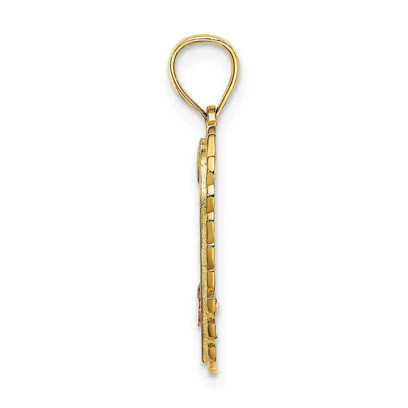 14k Two-tone Gold White Rhodium SWEET 16 In Heart Charm