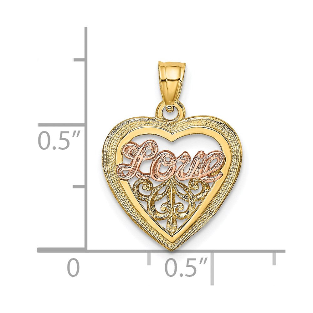14k Two-tone Gold Two-tone Gold LOVE Heart Charm