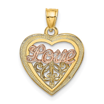 14k Two-tone Gold Two-tone Gold LOVE Heart Charm