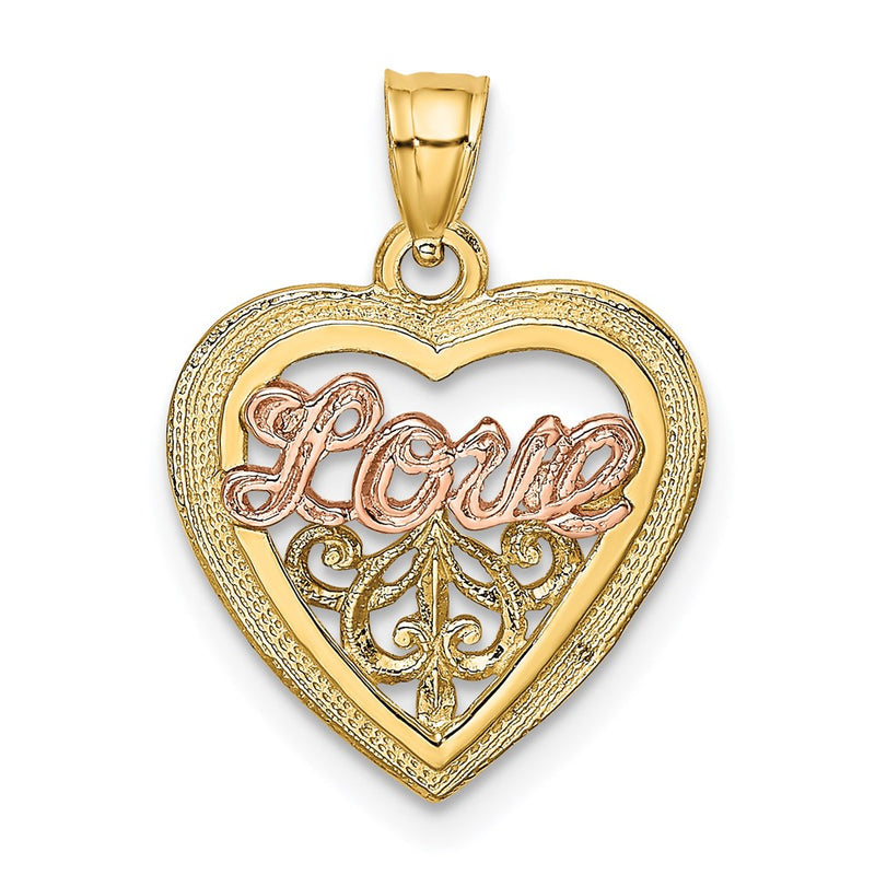 14k Two-tone Gold Two-tone Gold LOVE Heart Charm
