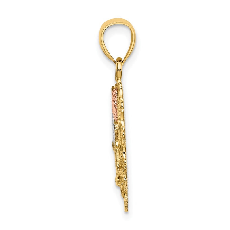 14k Two-tone Gold w/White Rhodium Heart I LOVE YOU Charm